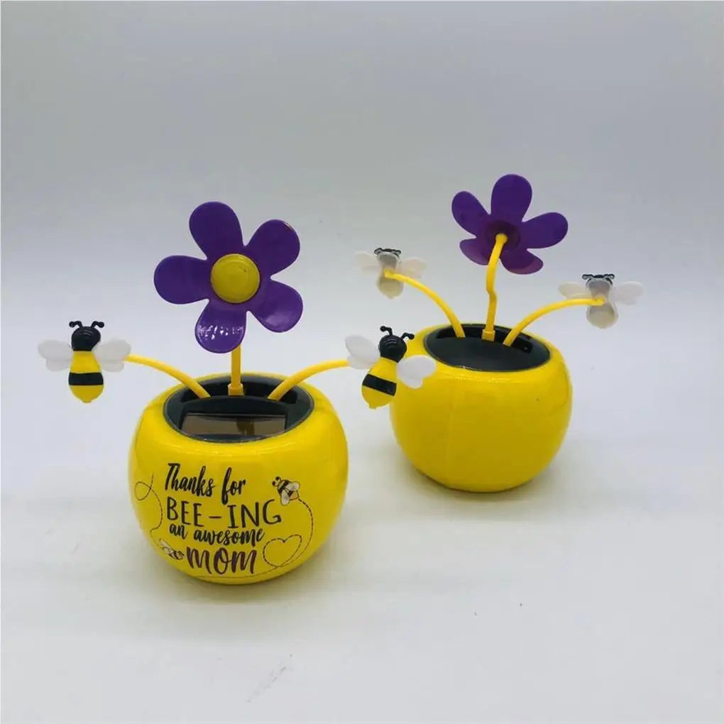 Flower Pot Solar Powered Dancing Ornaments Windowsill Car Decorations