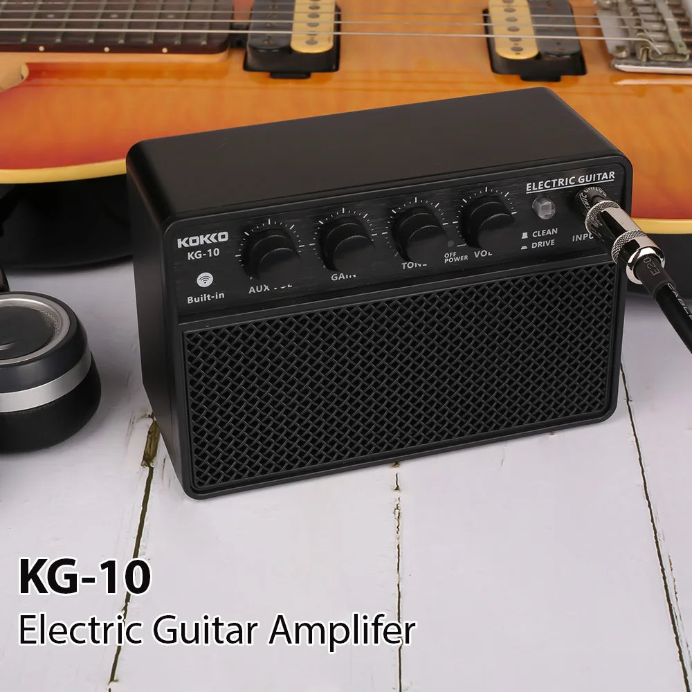 KOKKO 10W Small Electric Guitar Amp Mini Portable Guitar Practice Speaker Rechargeable Portable Practice Audio Guitar Amplifier