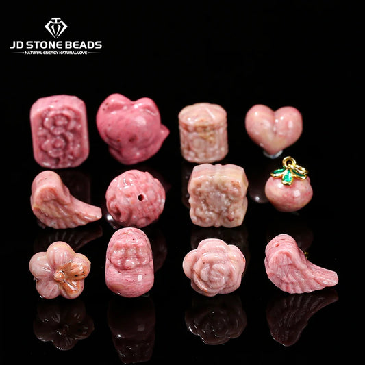 1 Pc Natural Rhodonite Stone Carved Piuxiu Flower Patterned Bead With Hole For Jewelry Making Diy Necklace Bracelet Accessory