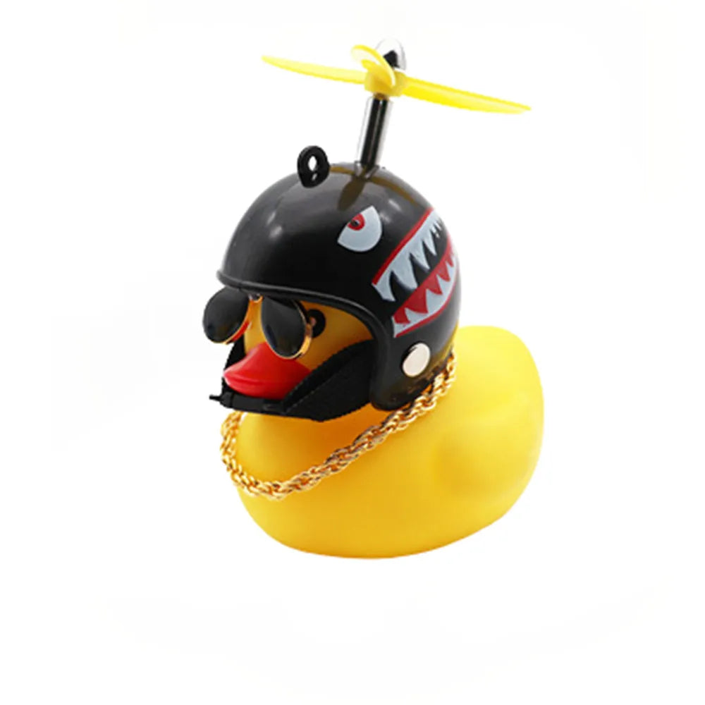 Car Cute Duck with Helmet Broken Wind Small Yellow Duck Bike Motorcycle Helmet Riding Cycling Decor Car Ornaments Accessories