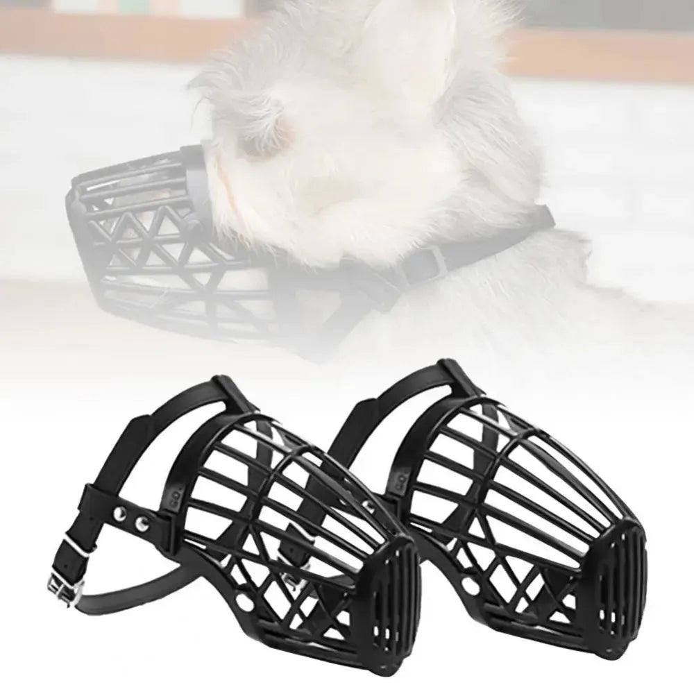 Soft Plastic and Leather Strong Dog Muzzle Basket Design Anti-biting Adjusting Straps Mask Dog Muzzle for Small Medium Large Dog