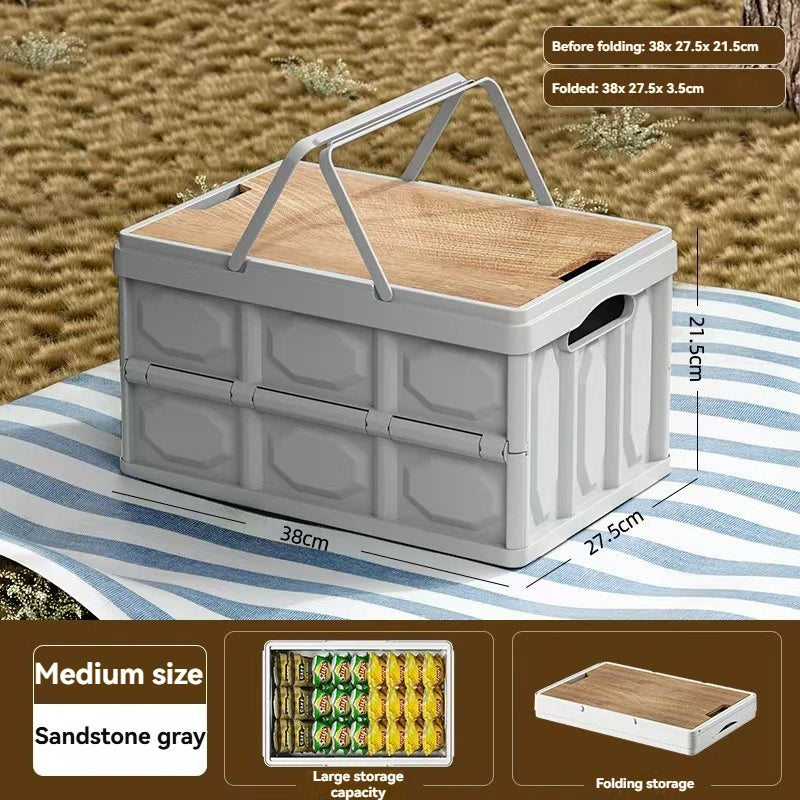 1 Outdoor Camping Storage Box with Lid, Multi-Purpose Large Capacity Car Trunk Organizer, Portable Stall Sorting Box, Suitable F
