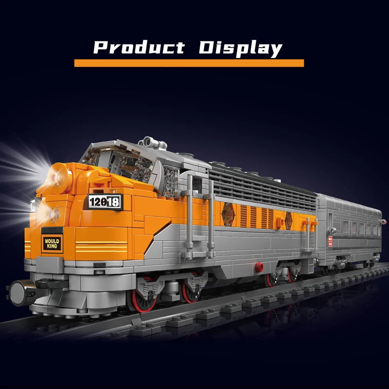 Mould King 12018 Technical Train Building Block Remote Control USA EMD F7 WP Diesel Locomotive Model Kids Christmas Gift Toys