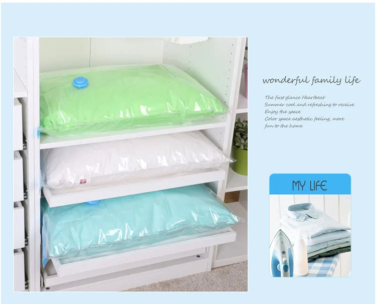 5PCS Vacuum Storage Bags Travel Compression Package  Compressed Closet Home Organizer for Pillows Clothes Bedding Foldable Seal