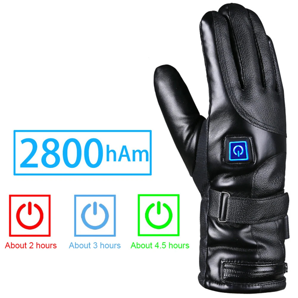 Rechargeable Heating Gloves 3 Temperature Levels Waterproof Electric Winter Gloves Hand Warmer for Outdoor Cycling Skiing Hiking