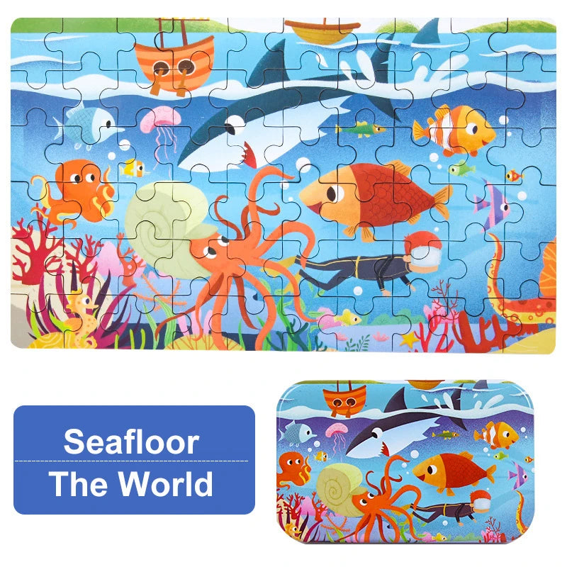 60piece Jigsaw Puzzle Montessori Games Cartoon Animal Vehicle Dinosaur Puzzles for Kids Educational Toys Children Christmas Gift
