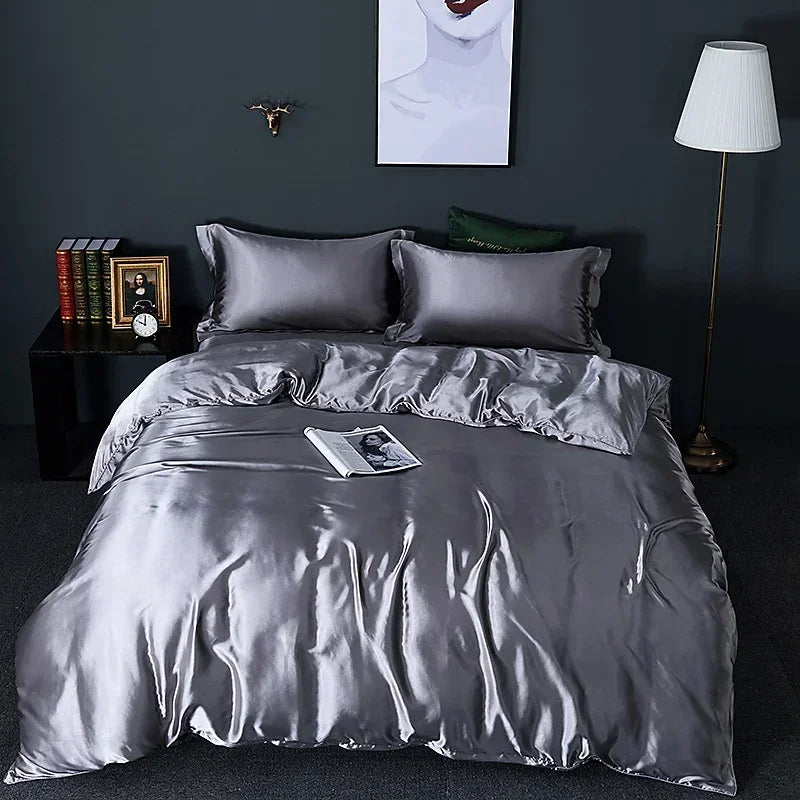 blending Mulberry Silk Bedding Set Silky High-end Queen Size Duvet Cover Set with Fitted Sheet Luxury Bedding Sets King Bed Sets