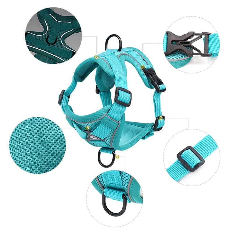 Fashion Reflective Cat Harness and Leash Sets Breathable Mesh Pet Harnesses for Small Dogs Cats Kitten Accessories collier chat