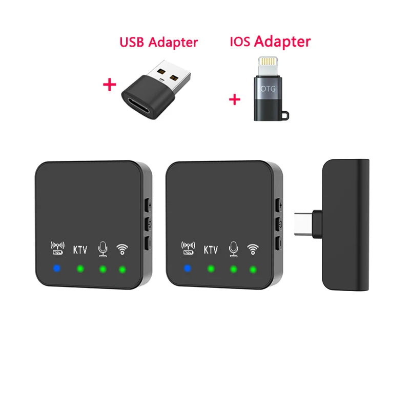 Wireless Lavalier Microphone Portable Audio Video Recording Mini Mic for iPhone Android Phone Outdoor Live Broadcast K Song Mic