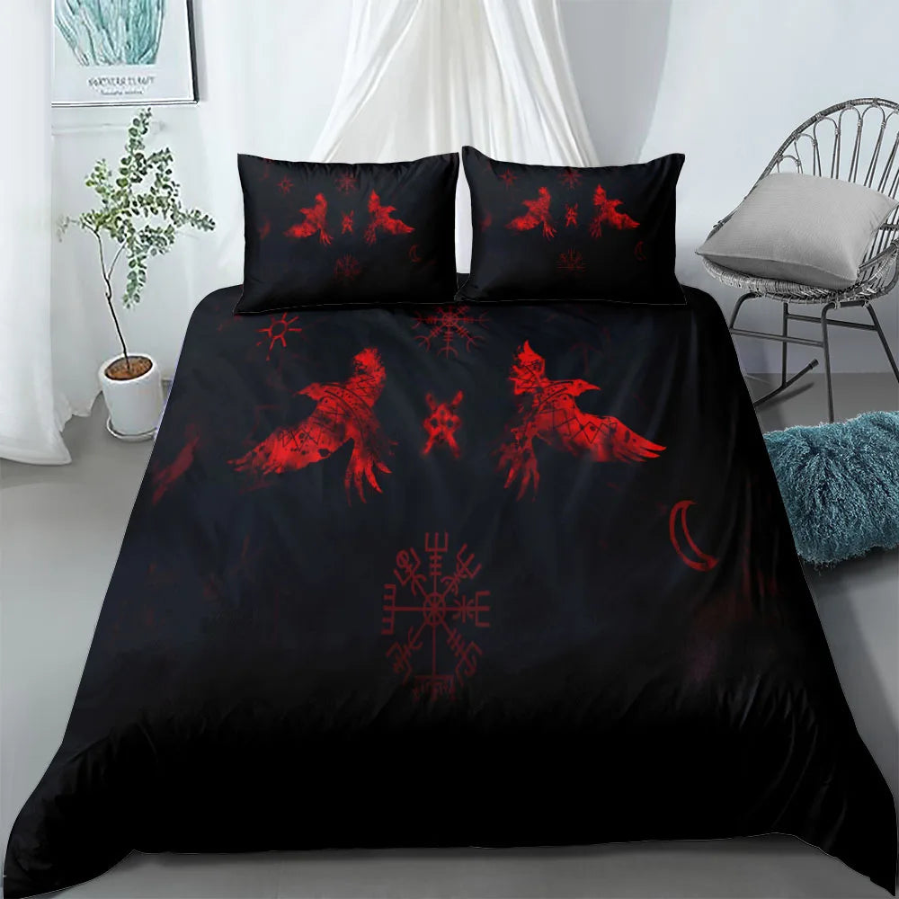 Vigvisir Viking Art Constellation Bedding Set EU Single Double King US Twin Full Queen King Ethnic Bed Linen Set