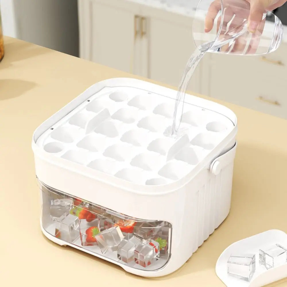 50-Cube Ice Maker with Easy Press Cap Large Capacity Double-layer Ice Cube Machine with Easy-press Lid Reusable Ice Cube Maker