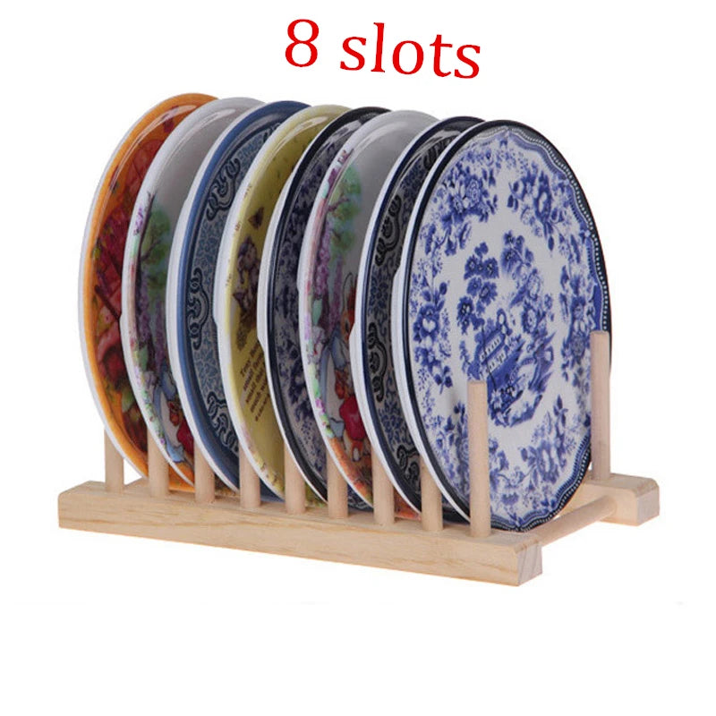 Wooden Drainer Stand Shelf Dish Rack Plates Holder DIY Kitchen Storage Cabinet Organizer For Dish Cutting Board/Plate/Cup/Pot