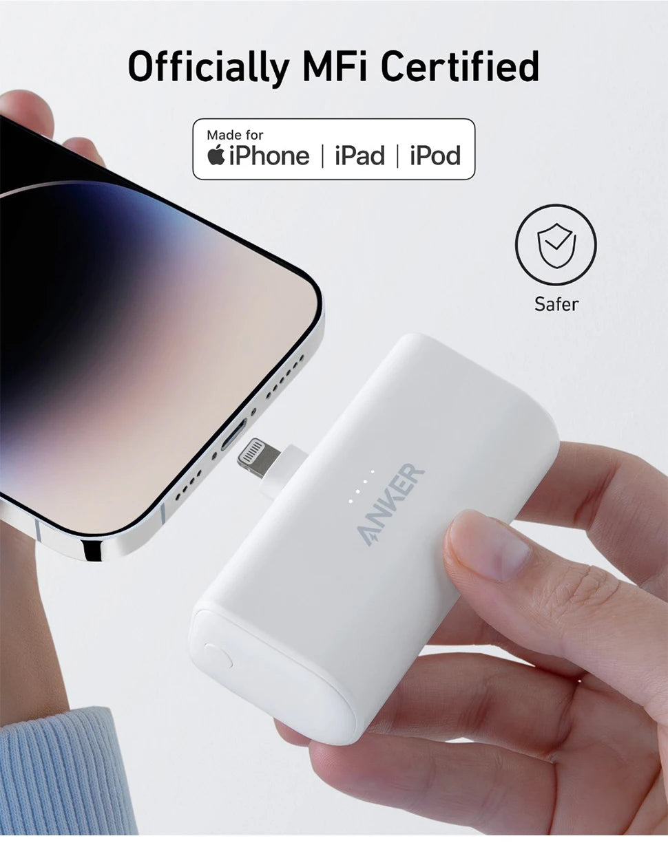 Anker 621 Powerbank 5,000mAh 12W Portable Charger with Built-in Lightning Connector Battery Pack Compatible with iPhone 14
