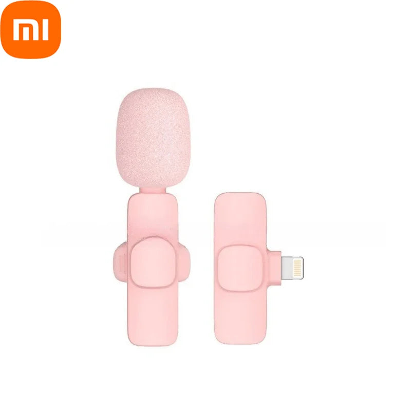 Xiaomi Pink Wireless Lavalier Microphone for iPhone Android PC Live Gaming Phone Portable Audio Video Recording Vlog Microphone