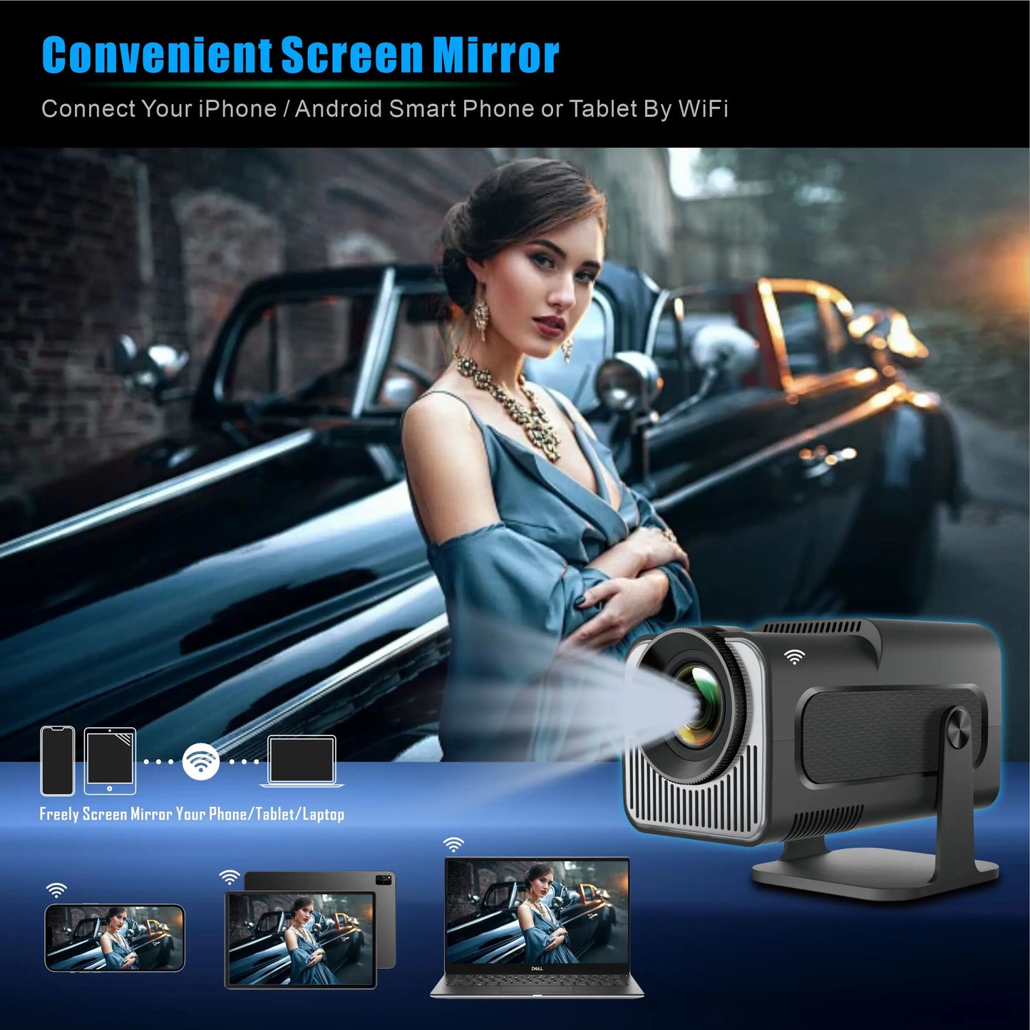4K Smart Projector HY320 mini Android 11 Dual Wifi6 200 ANSI Allwinner H713 BT5.0 1080P 1980*1080P Home Cinema Outdoor Projetor