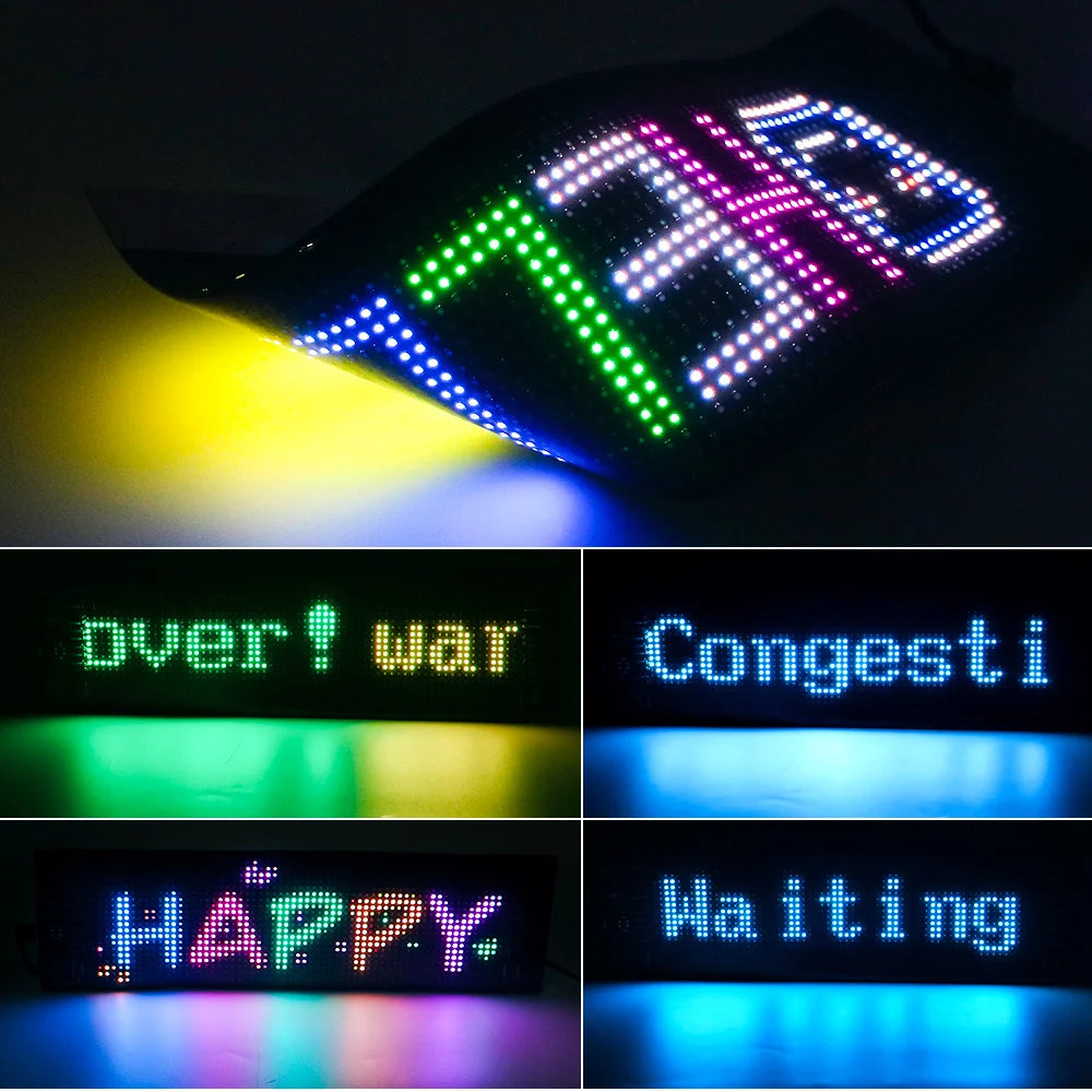 Scrolling Advertising LED Light Car Sign USB 5V Bluetooth App Control Logo Light Programmable Led Display for Car Rear Window