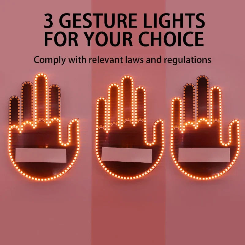 1 Set Car Finger Light with Remote Control Cool Funny Car Interior Light Finger Up LED Middle Finger Hand Lamp Car Accessories