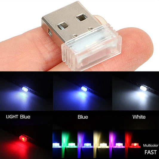 1pc Auto Colorful Decorative Lamp Car Accessory  Car Light Auto Interior Atmosphere Light Mini USB LED Emergency Lighting