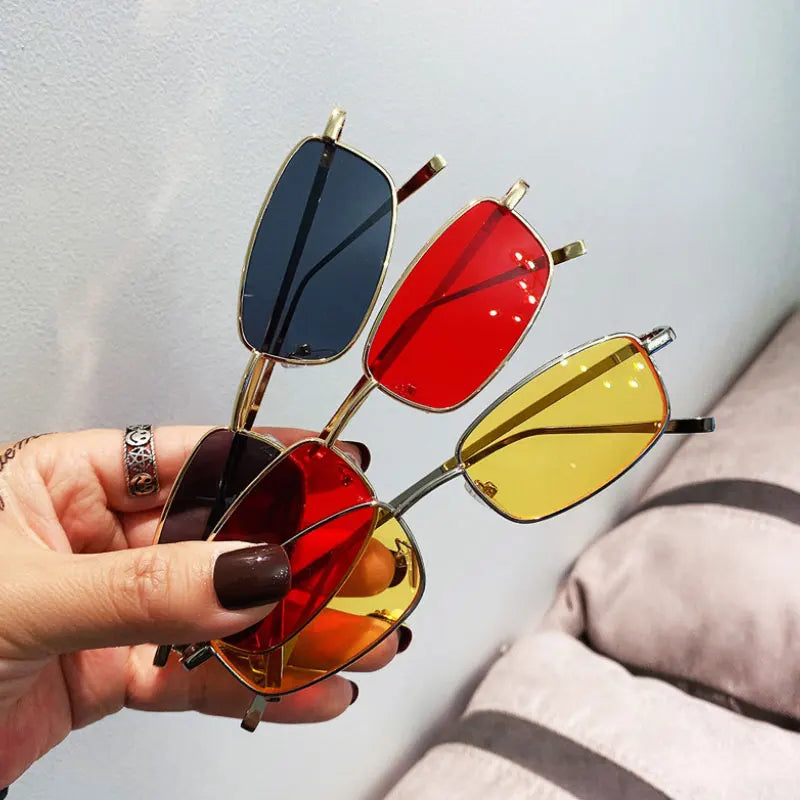 New Vintage Small Rectangle Sunglasses Men Women Fashion Punk Square Sun Glasses Brand Metal Frame Black Driving Eyewear