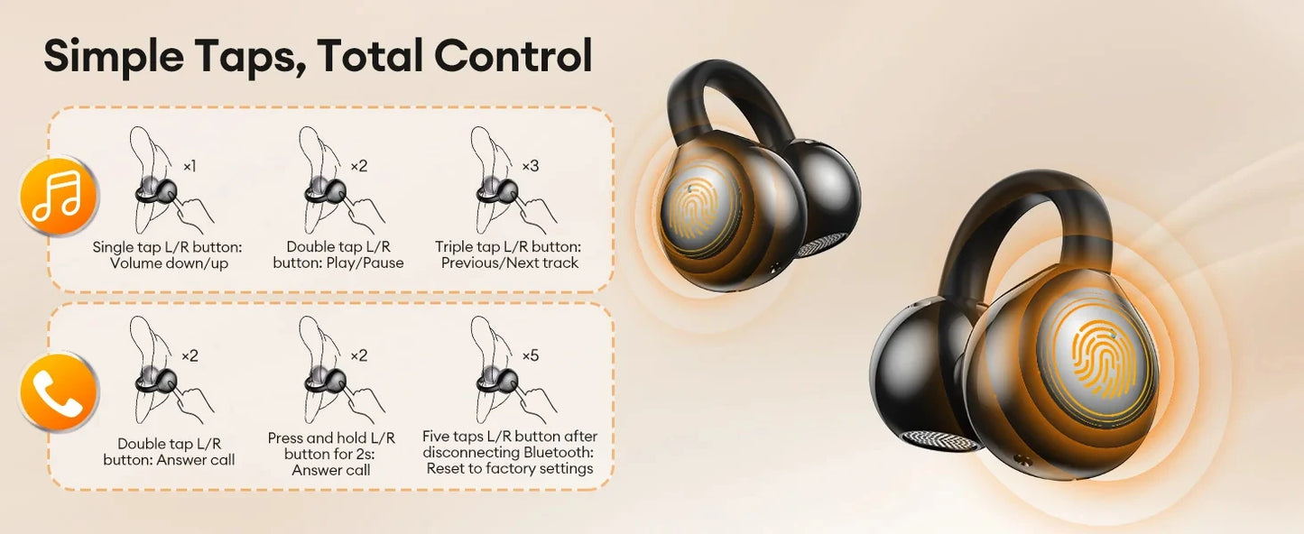 HYUNDAI HY-C02 Ear Clip Screen Display Earphones Wireless Bluetooth Headphones  Mic High Sound Stereo Sound Earbuds
