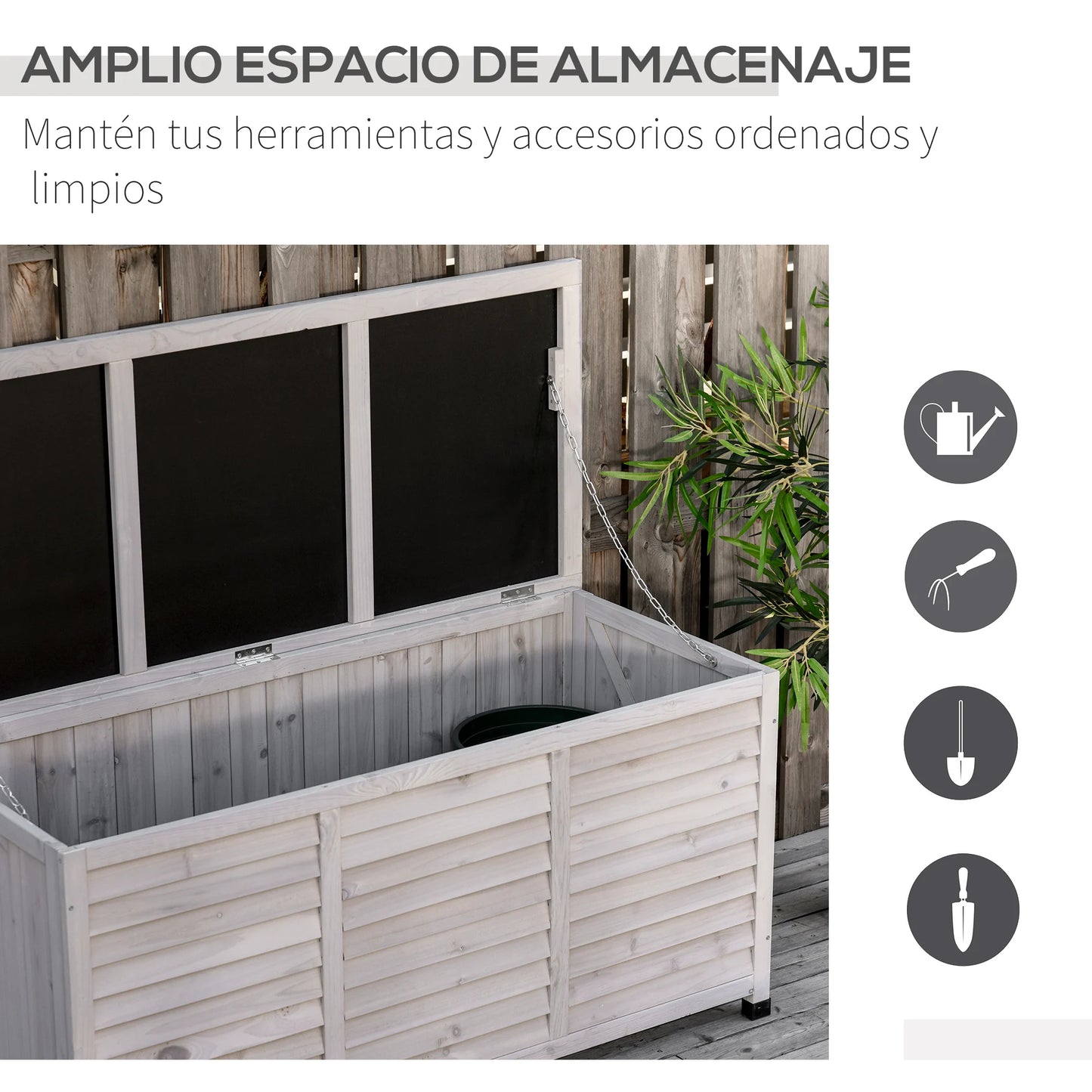 Outsunny Outdoor Storage Chest 284L Waterproof with Gray Opening Lid