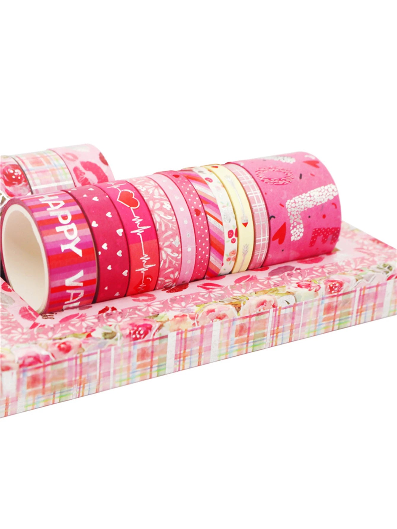 Romantic Valentine's Day washi tape,heart flower silver foil decoration material,DIY creative handmade gift for journals, greeti