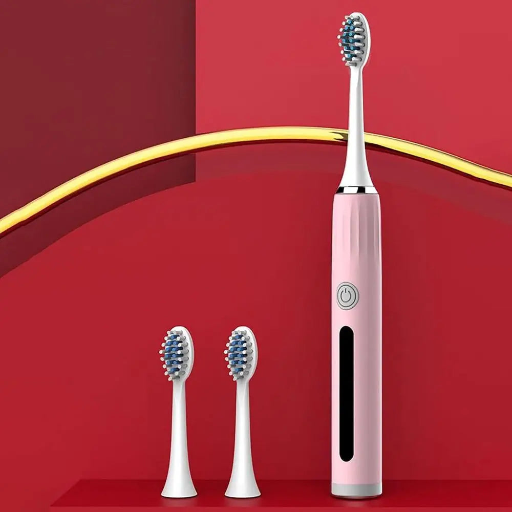 Ultrasonic Electric Toothbrush for Adults Toothbrush with 3 Brush Heads Long-Lasting Battery Powered Toothbrush Portable