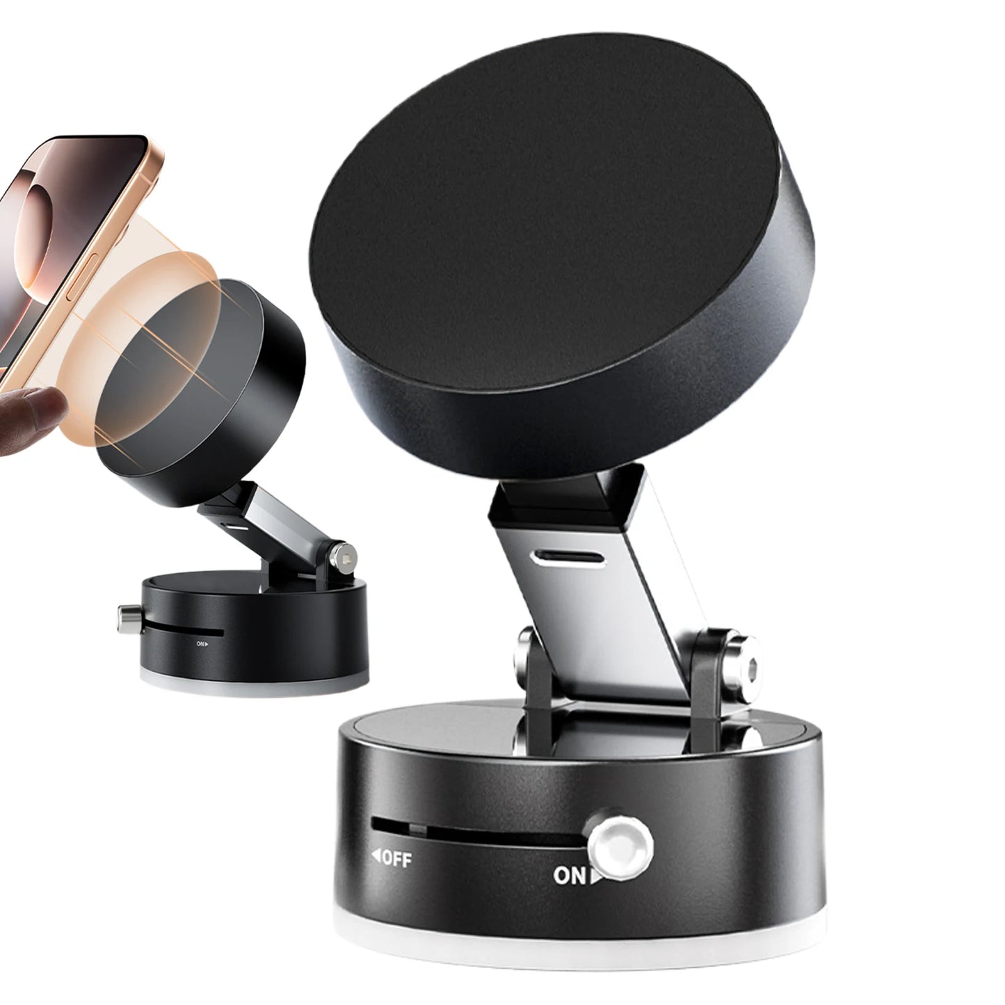 Vacuum Suction Cup Magnetic Car Phone Holder Double-Sided Foldable Magnetic Auto Phone Bracket For Car Interior Accessories