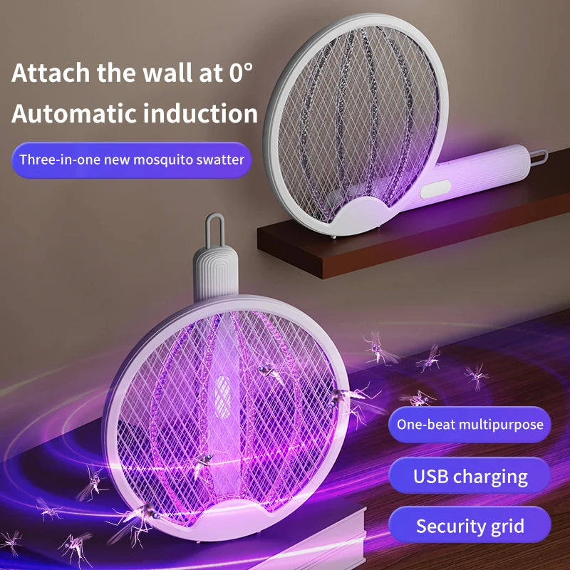 Tree-in-one Foldable Electric Mosquito Killer Fly Swatter Trap Light Wave Mosquito Luring Home Wall-Mounted Mosquito Killing