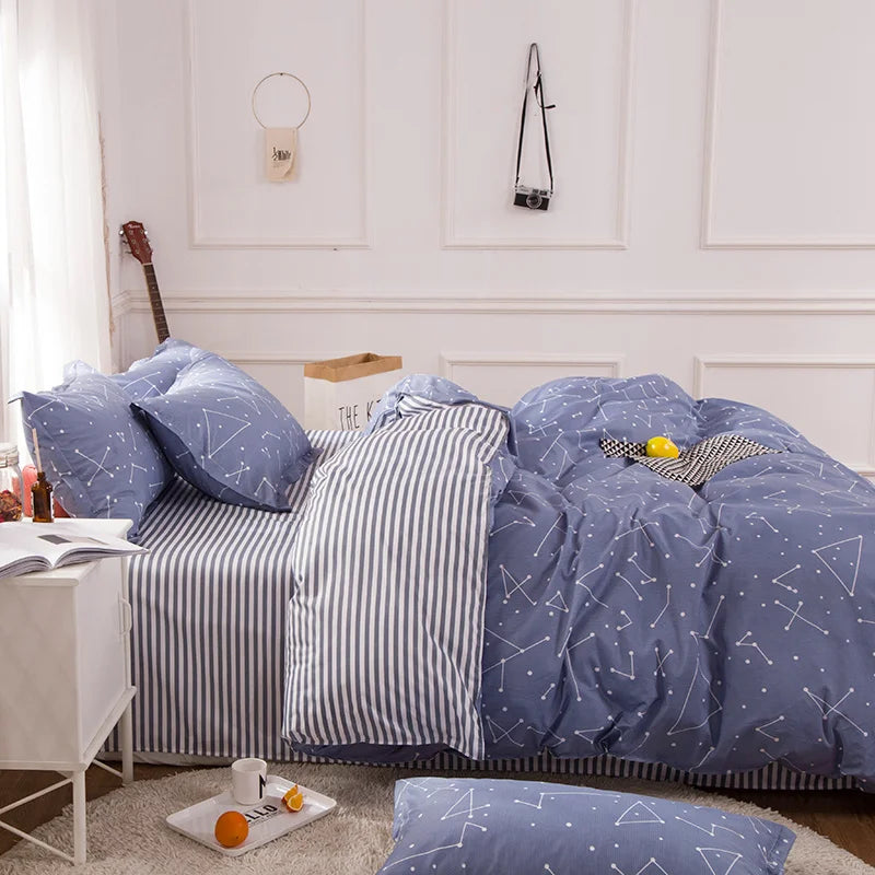 Solstice Home Textile Black Lattice Duvet Cover Pillowcase Bed Sheet Simple Boy Girls Bedding Sets Single Twin Double Cover Beds