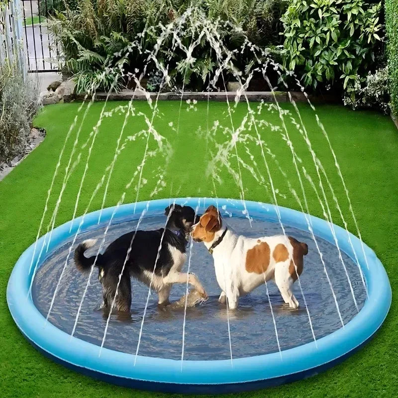 100/150/200cm Summer Pet Inflatable Swimming Pool Foldable Spray Mat Dogs Kids Outdoor Interactive Fountain Toys