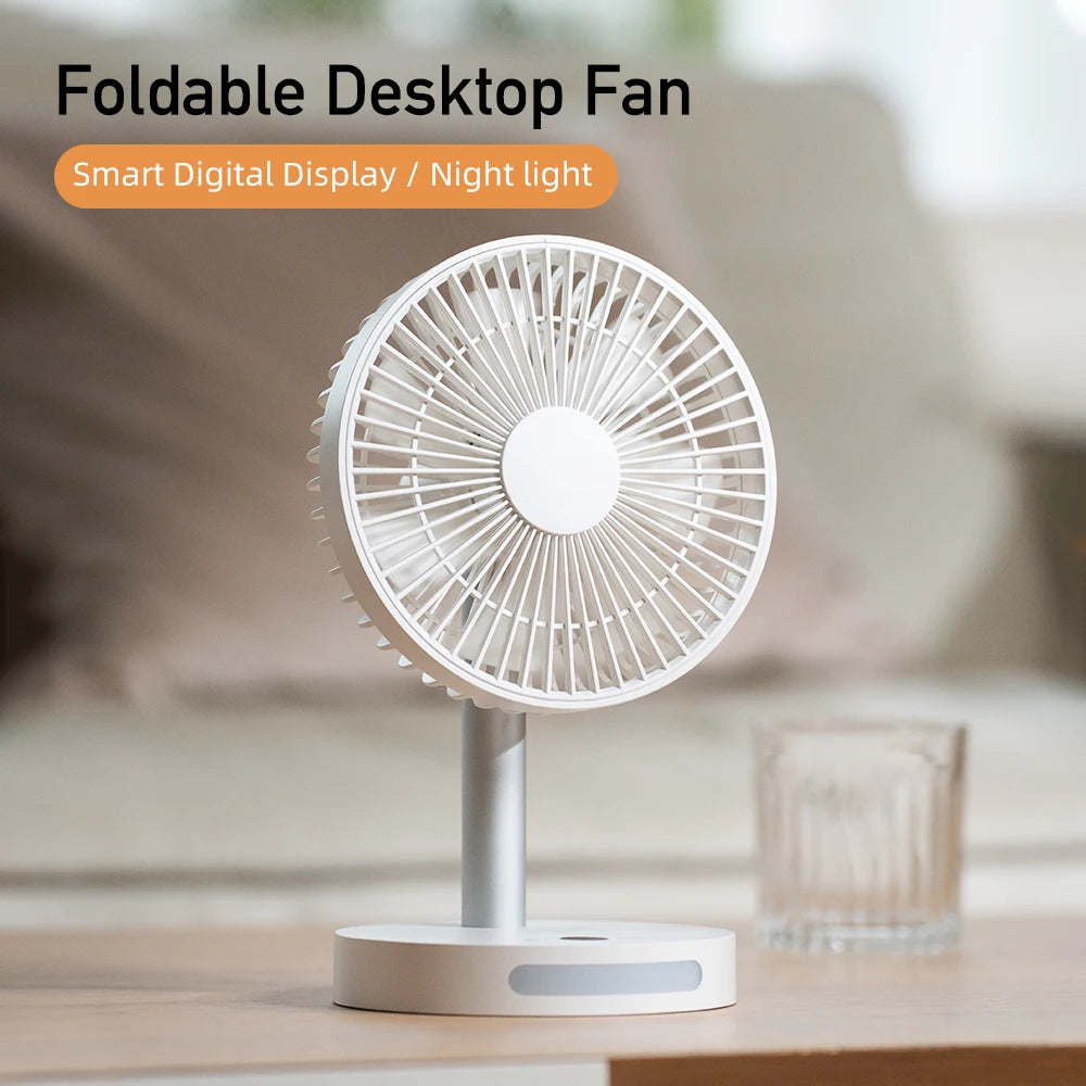 Vissko USB Desk Fan Strong Airflow & Quiet Operation Five-Speed Wind Mini Table Fan 3600mAh Angle Adjustable for Office Bedroom