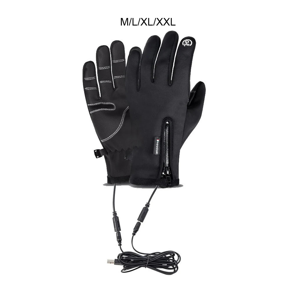 M-XXL USB Touch Screen Gloves Heated Motorcycle Gloves Cycling Running Ski Winter Gloves Hiking Walking Anti-Slip Glove