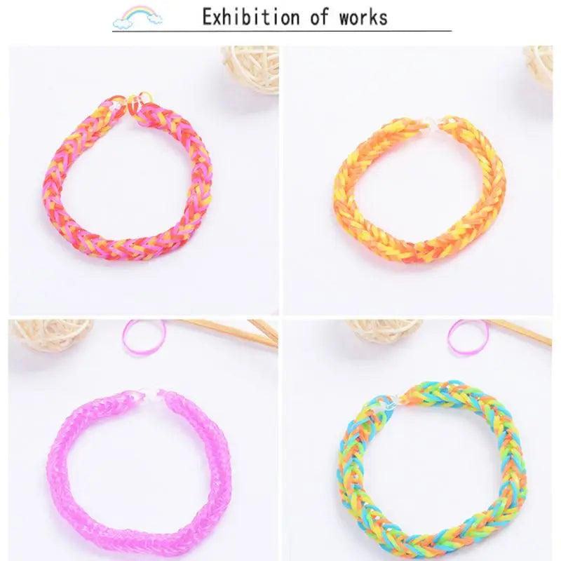 600-10000pcs Elastic Rainbow Rubber Bands Kits Colorful Weave Machine DIY Bracelet Handicraft Girl Gift Kids Toys For Children