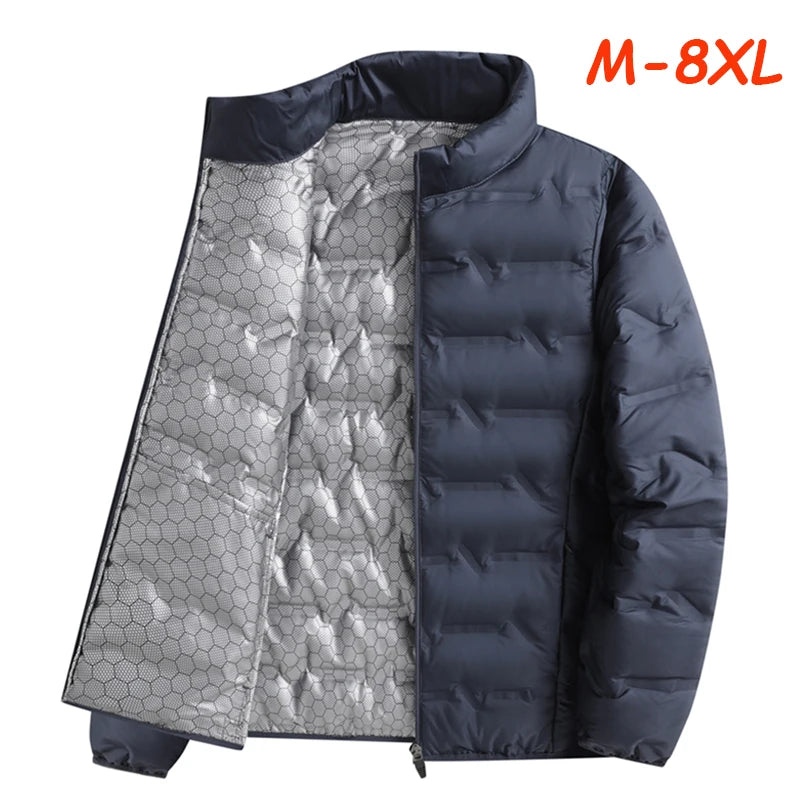 Men Winter New White Duck Down Jacket Warm Thick Stand Collar Windproof Puffer Jacket High Quality Waterproof Jacket Male 8XL