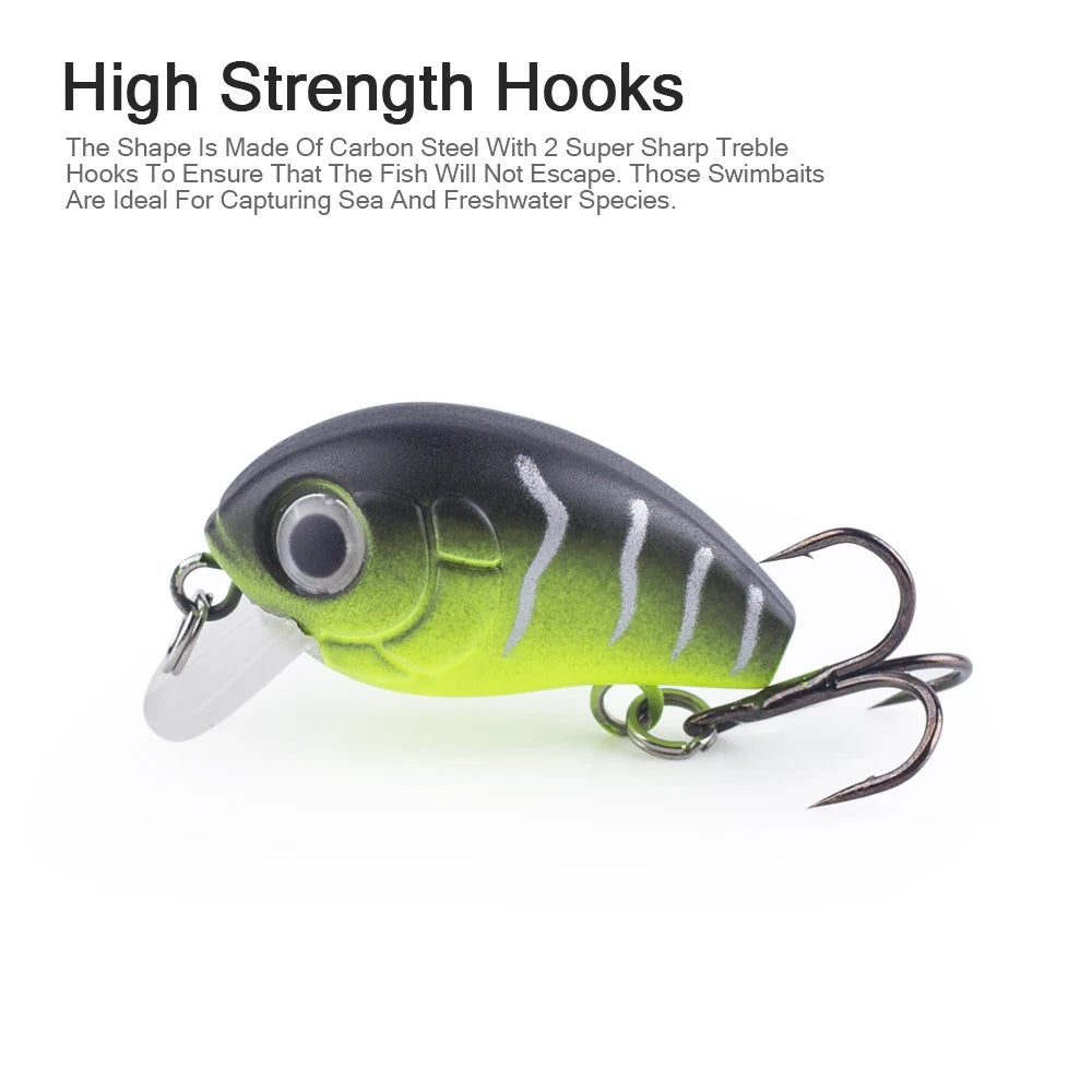 Hanlin 5pcs/Suit 2.8cm 2g Mini Wobblers Slow Sinking Crankbait Fishing Lure Artificial Bait Hard Plastic Wobbler For Bass Tackle