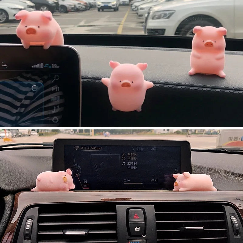 Cute cartoon pig car decoration creative female car center console car interior decoration car hanging accessories