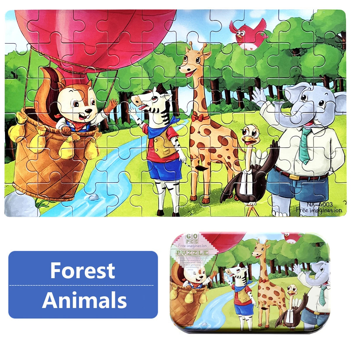 60piece Jigsaw Puzzle Montessori Games Cartoon Animal Vehicle Dinosaur Puzzles for Kids Educational Toys Children Christmas Gift