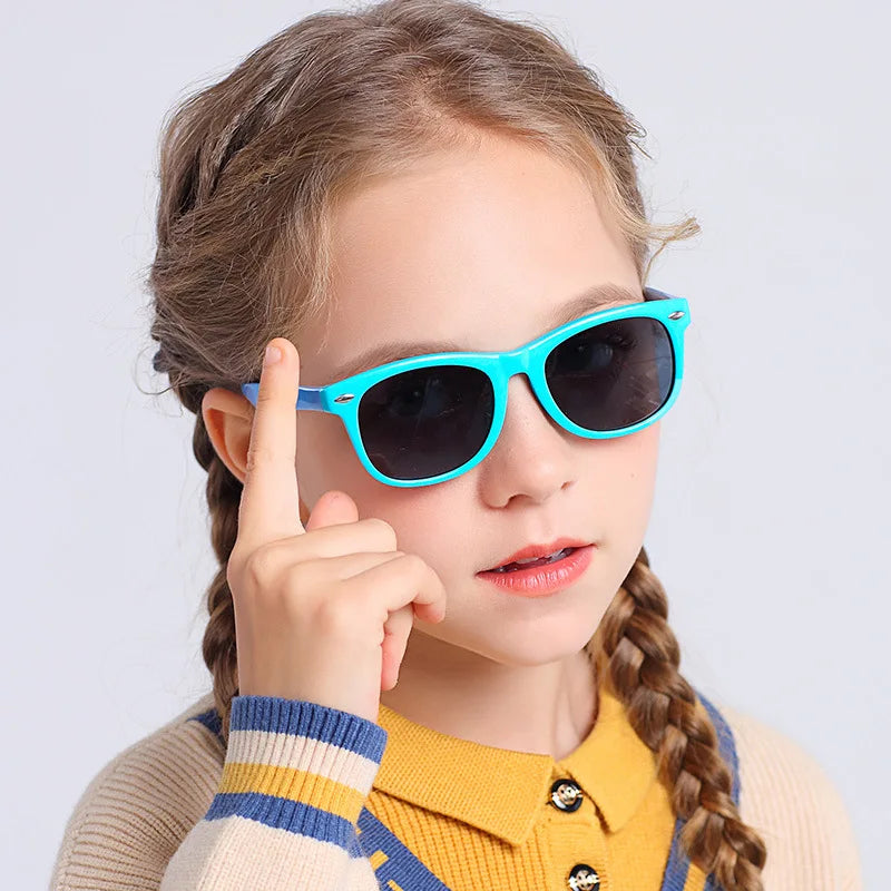 Vintage Square Kids Sunglasses Flexible Safety Children Sun Glasses Fashion Boys Girls Sun Shades Eyewear UV400 Gafas De Sol