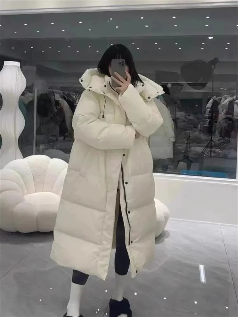 2024 New Warm Winter Puffer Jacket Hooded Long Women Parkas Thick Cotton Padded Windproof Overcoat Casual Loose Snow Wear Jaquet