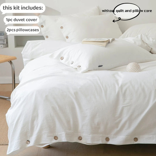 3pcs  100% cotton bedding set Double Duvet Cover Set 220x240 Solid Twist Cotton King Size Bedding Set Quilt Cover Set