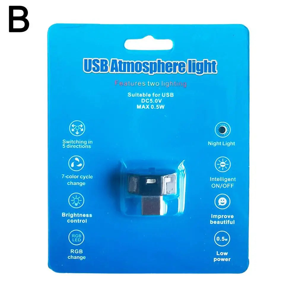 DC5V Car Atmosphere Light USB Ambient Lamp LED Lights Accessories Home Interior Plug Portable Adjustable Auto Y4P6