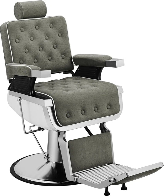 Heavy Duty Reclining Barber Chair, Professional Vintage Hair Salon Chair For Hair Stylist, All Purpose Beauty Shampoo Tattoo