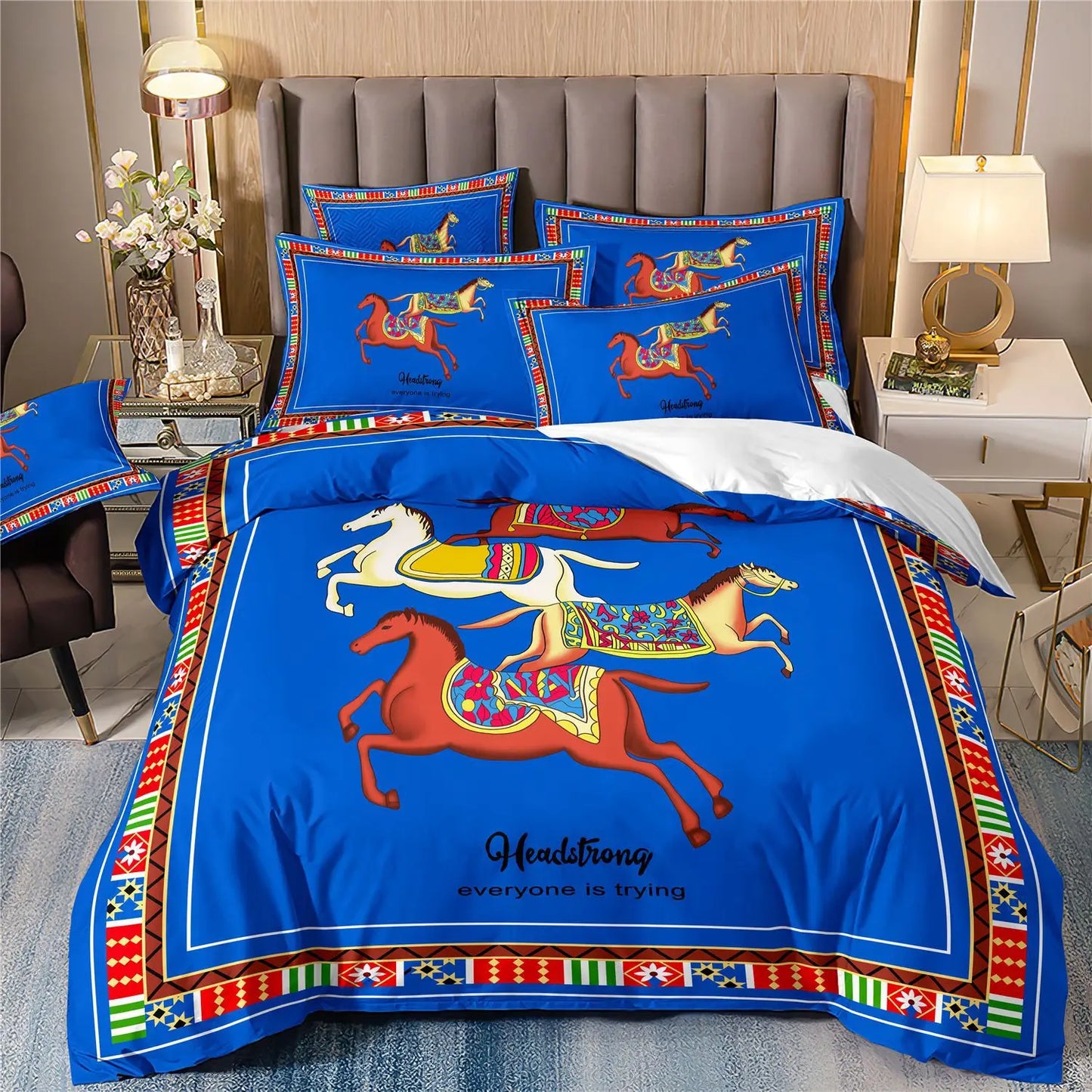 Duvet Cover Set 3D Luxury Style Printed Bedding Quilt Cover Set 3 Pieces Soft Microfiber Bedding Quilt Cover with Zipper