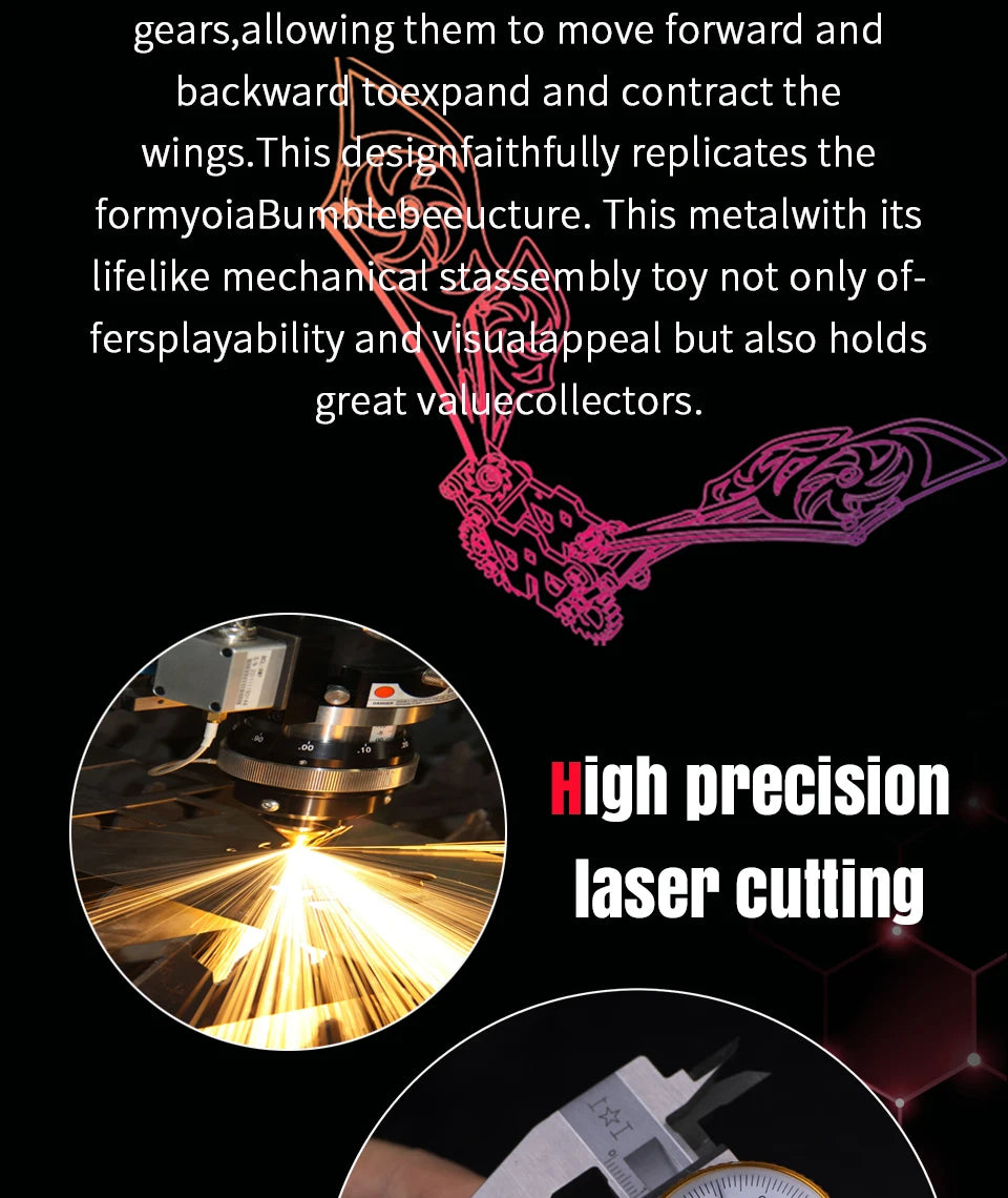 Punk 3D Wasp Stainless Steel Model Adult Assembly Kit Anti-Stress Metal Mechanical Insect Animal Toys Christmas Gift for Kids