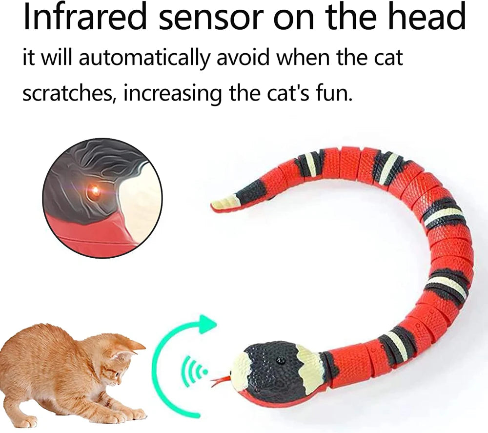 USB Rechargeable Smart Sensing Interactive Cat Toys Automatic Eletronic Snake Cat Teasering PlayKitten Toys for Cats Dogs Pet