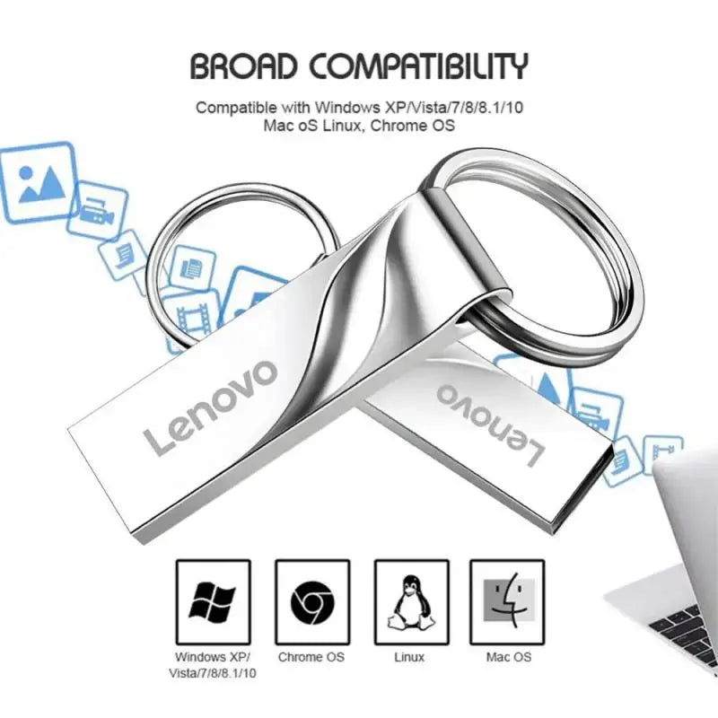 Lenovo USB Flash Drive 2TB 1TB Metal Pen Drive 512GB 256GB Memory U Stick 128GB Pendrive Flash Card For Laptops Notebooks PC TV