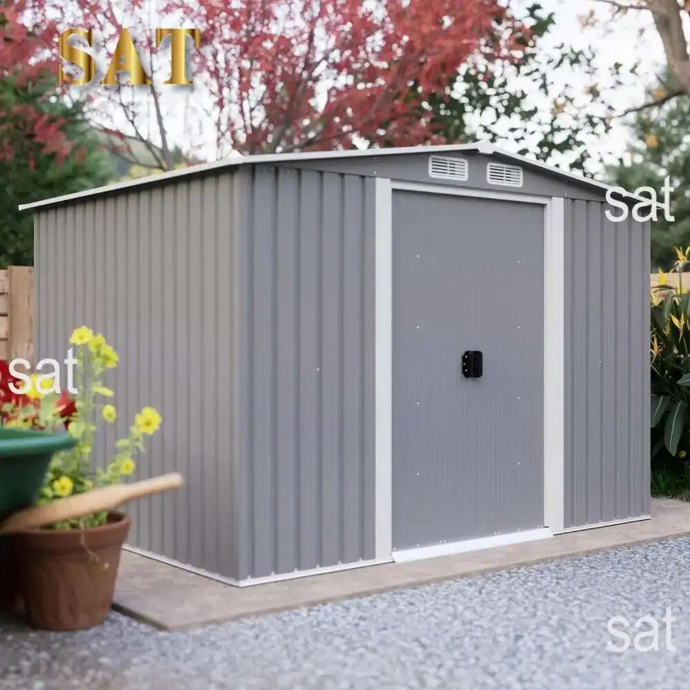 6Ft X 8Ft Outdoor Metal Storage Shed, Garden Shed Tool House With Lockable Double Doors & Vents
