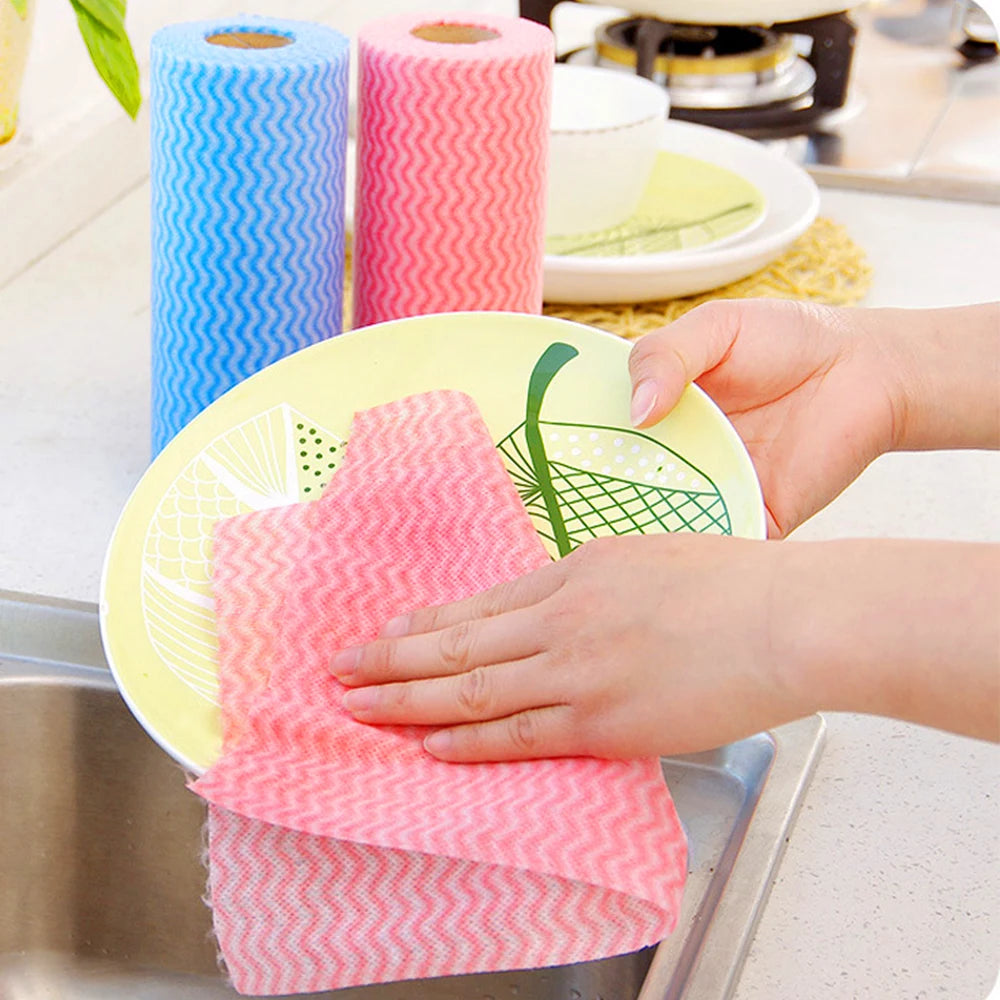 50 Count/Roll Cleaning Towels Reusable Cleaning Cloth Dish Rags Kitchen Paper Towels Handy Durable Multi Use Household Supplies