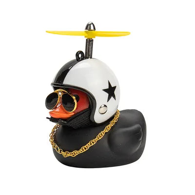Rubber Duck Car Ornaments Dashboard Interior Decor with Sunglasses Necklace for Kids Toys Gifts Car Accessories